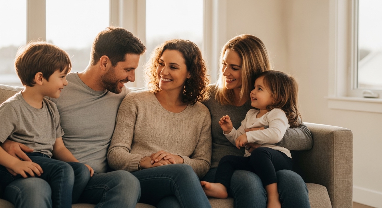 A Canadian family at home together, the dependents life insurance is designed to protect